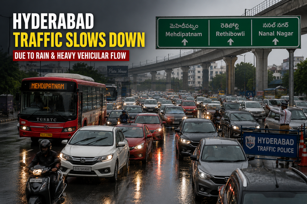 Hyderabad Traffic Slows Down After Rain; Mehdipatnam–Rethibowli Stretch Faces Congestion