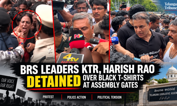 BRS Leaders KTR, Harish Rao Detained Over Black T-Shirts at Assembly Gates