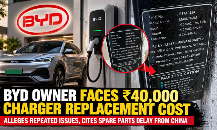 BYD Owner Flags ₹40,000 Charger Replacement Cost After Two Years, Seeks Company Intervention