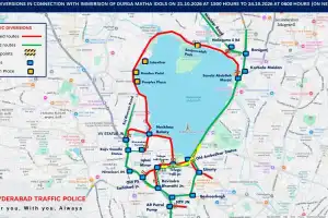 Hyderabad Police Announce Key Traffic Diversions At Tank Bund And Khairatabad For Durga Matha Immersion